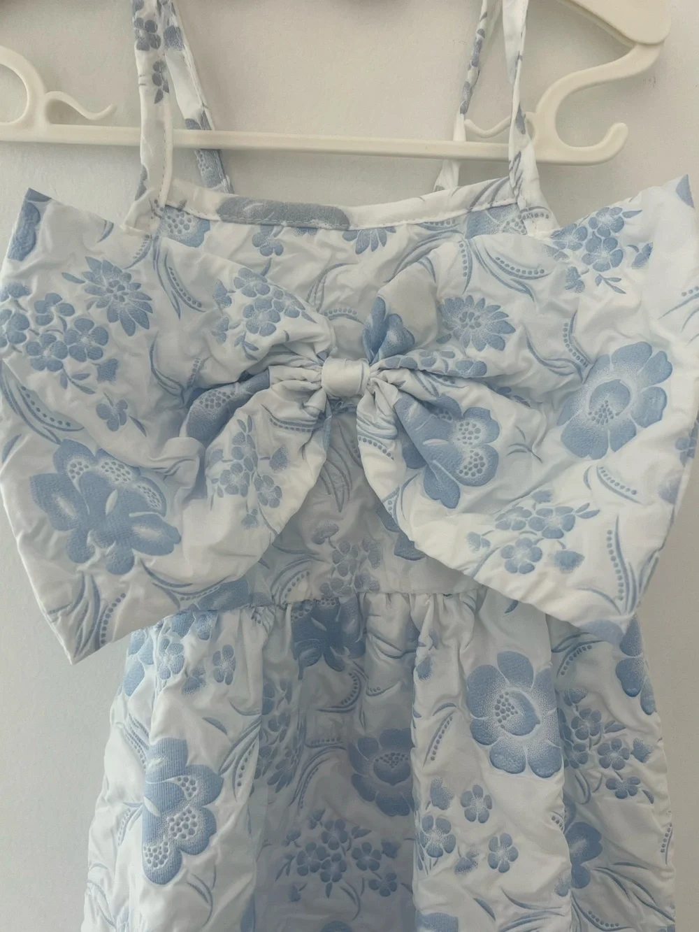 NWT Blue & White Floral Jacquard Bow Dress Toddler Girl 2T–3T Tea Party Dress
